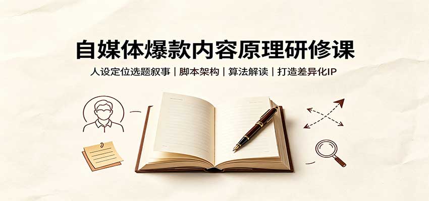自媒体爆款内容原理研修课：人设定位选题叙事，脚本架构，算法解读打造差异化IP-天韵资源网