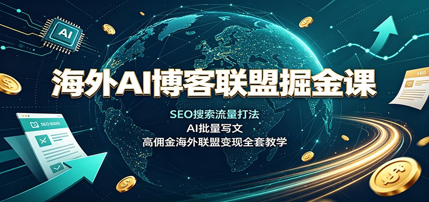 海外AI博客联盟掘金课：SEO搜索流量打法，AI批量写文，高佣金海外联盟变现全套教学-天韵资源网