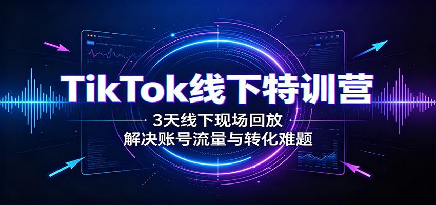 TikTok线下特训营：3天线下现场回放，解决账号流量与转化难题-天韵资源网
