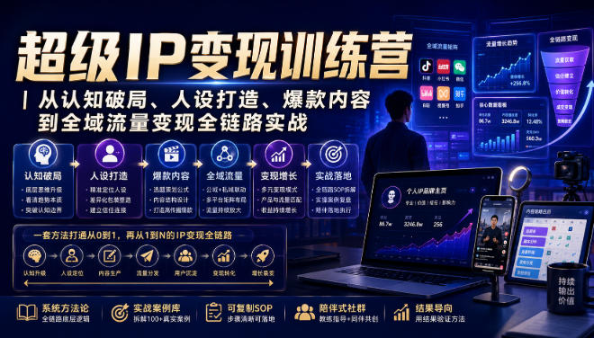 超级IP变现训练营｜从认知破局、人设打造、爆款内容到全域流量变现全链路实战-天韵资源网