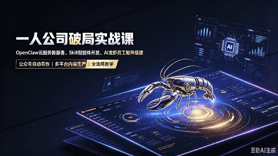 一人公司破局实战课｜OpenClaw云服务器部署、Skill智能体开发、AI龙虾员工矩阵搭建，公众号自动写作与多平台内容…-天韵资源网