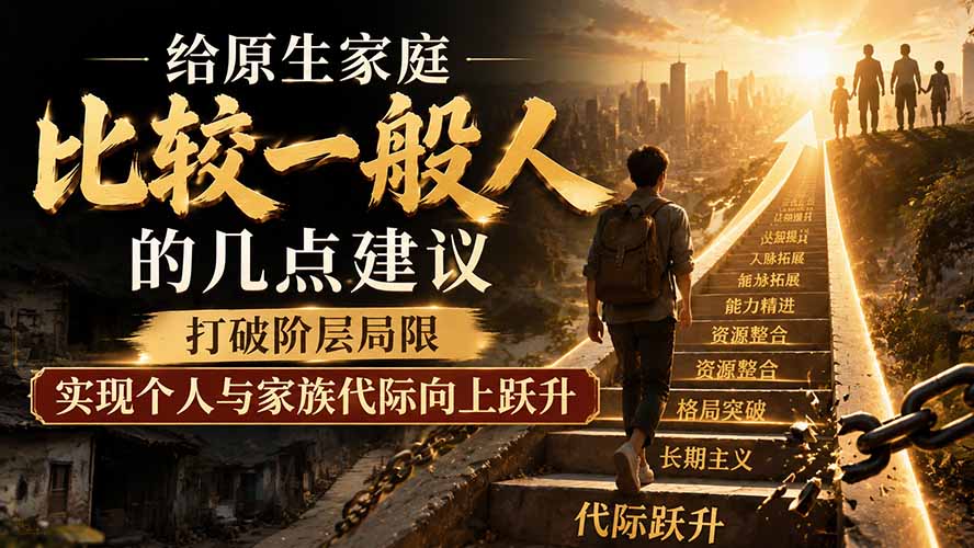 付费文章：给原生家庭比较一般人的几点建议，打破阶层局限，实现个人与家族代际向上跃升-天韵资源网