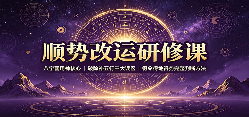 顺势改运研修课：八字喜用神核心，破除补五行三大误区，得令得地得势完整判断方法-天韵资源网
