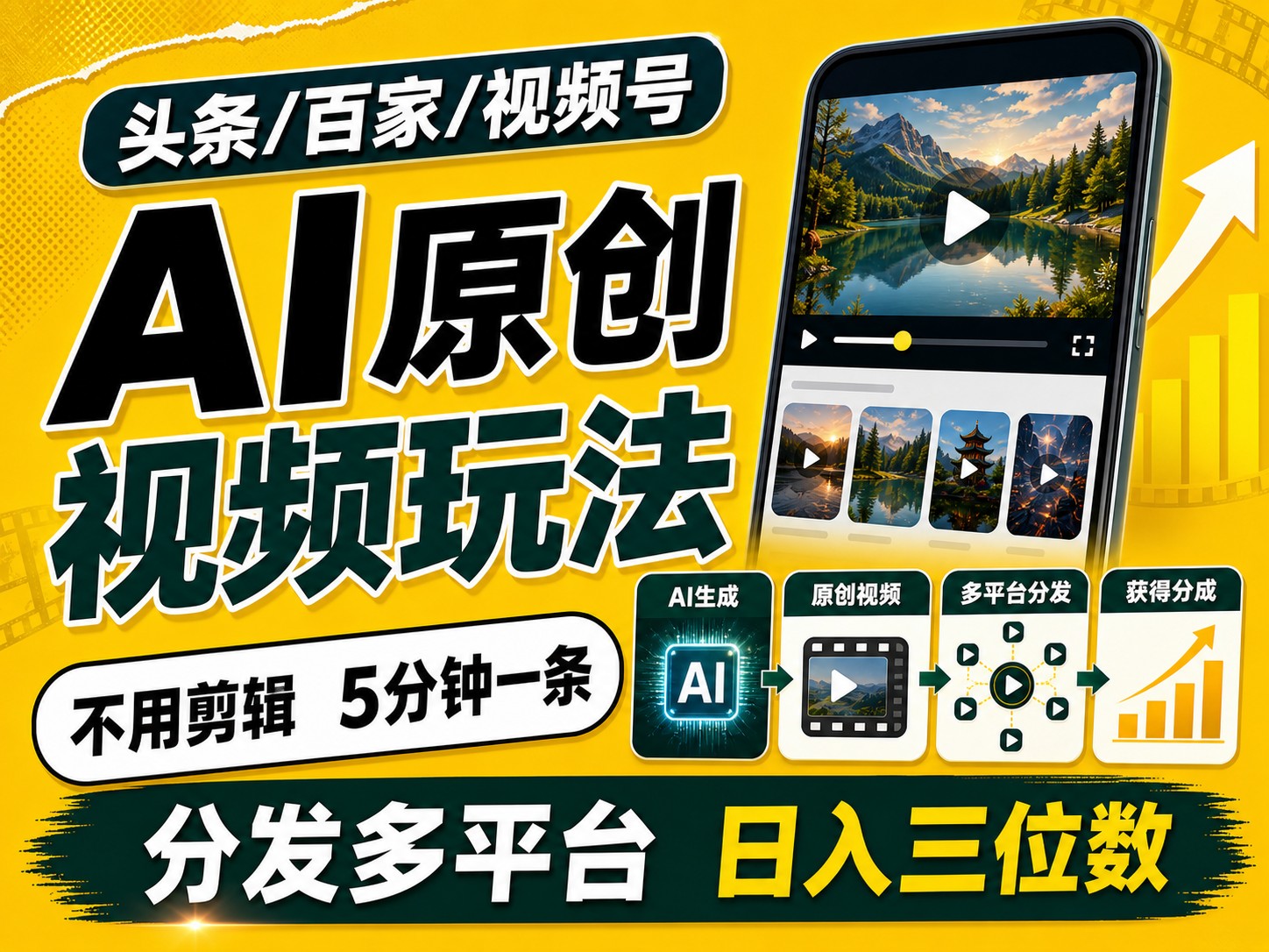 2026头条百家号升级玩法 5分钟一条原创视频 发多平台赚收-天韵资源网