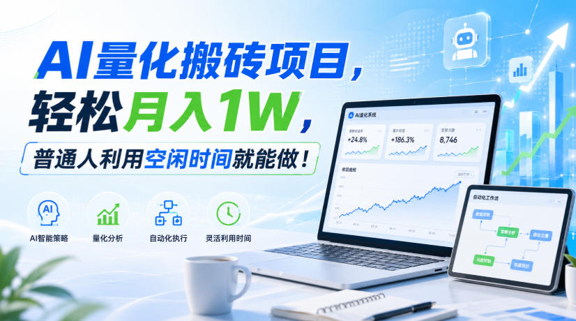 AI量化搬砖项目，轻松月入1W，普通人利用空闲时间就能做！【揭秘】-天韵资源网