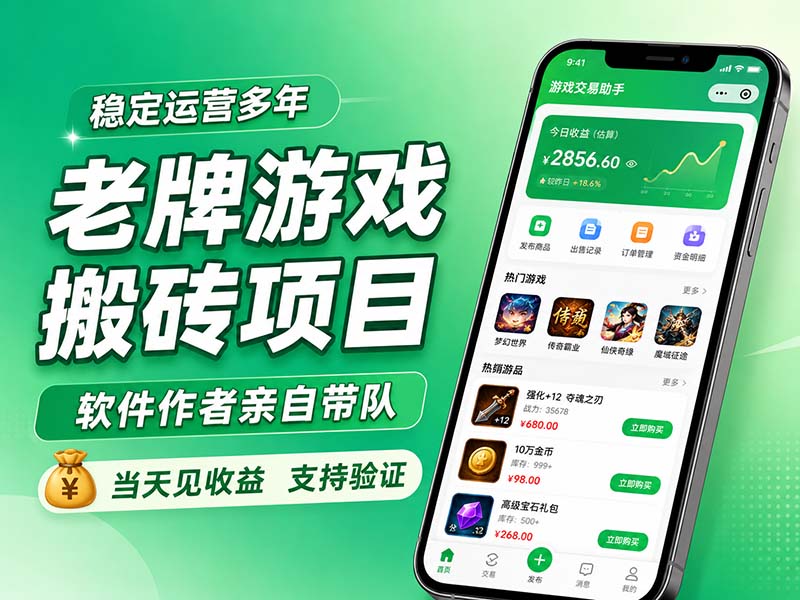 老牌游戏搬砖项目，超稳定可靠，软件作者亲自带队，当天见收益，支持验证-天韵资源网