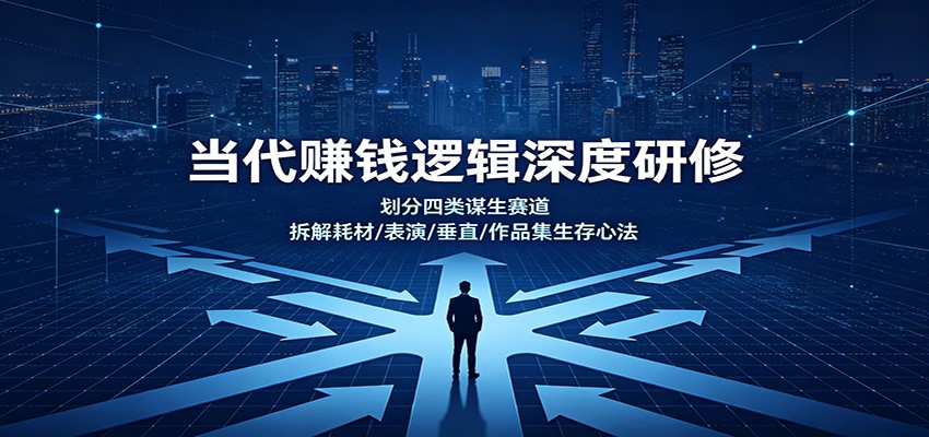 当代赚钱逻辑深度研修：划分四类谋生赛道，拆解耗材/表演/垂直/作品集生存心法-天韵资源网