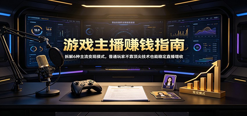 游戏主播赚钱指南：拆解6种主流变现模式，普通玩家不靠顶尖技术也能稳定直播增收-天韵资源网