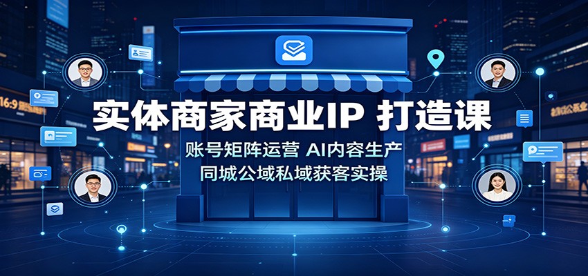 实体商家商业IP打造课：账号矩阵运营，AI内容生产，同城公域私域获客实操-天韵资源网