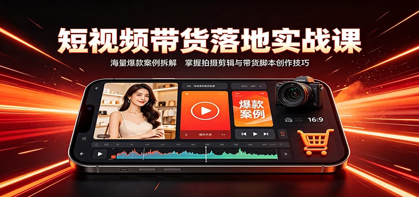 短视频带货落地实战课：海量爆款案例拆解，掌握拍摄剪辑与带货脚本创作技巧-天韵资源网
