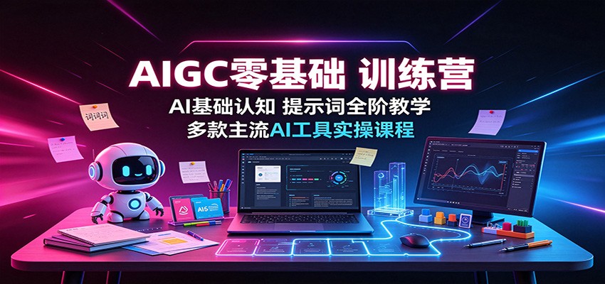 AIGC零基础训练营：AI基础认知，提示词全阶教学，多款主流AI工具实操课程-天韵资源网