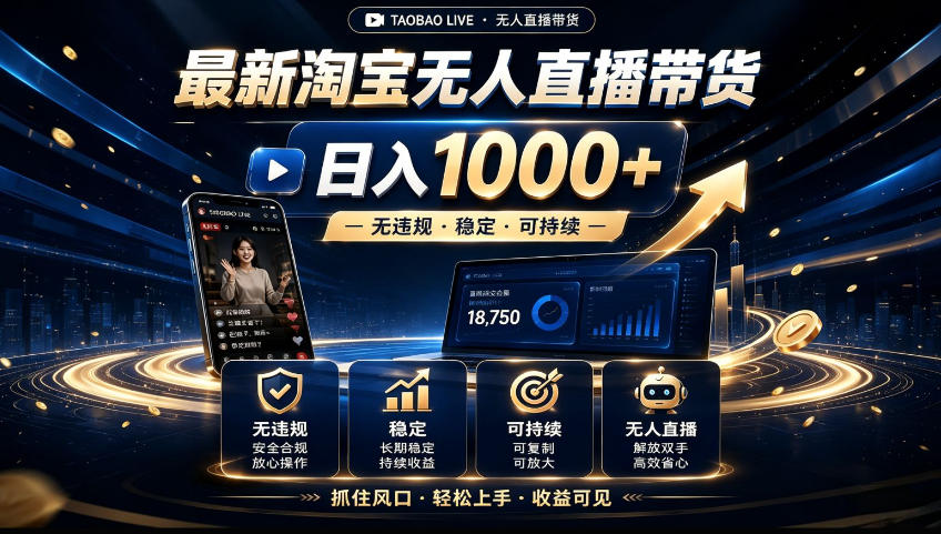 2026淘宝无人直播15.0，独家新技术，不用露脸、不用熬夜，自动直播自动出单，25小时卖17W【揭秘】-天韵资源网