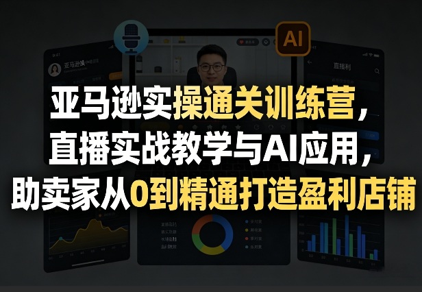 亚马逊实操通关训练营，直播实战教学与AI应用，助卖家从0到精通打造盈利店铺(更新8月17日)-天韵资源网