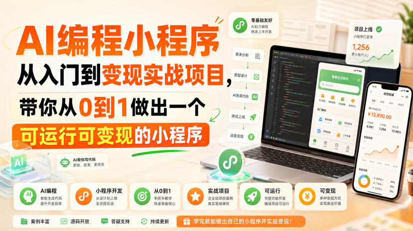 AI编程小程序从入门到变现实战项目，带你从0到1做出一个可运行可变现的小程序-天韵资源网