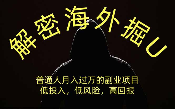 解密海外掘U，普通人月入过万的副业项目，低投入、低风险高回报，没有之一-天韵资源网