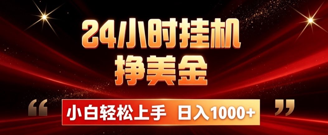 24小时挂机挣美金，简单易操作，小白轻松上手，日入1000+-天韵资源网