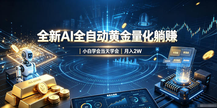 全新AI全自动黄金量化躺賺：小白学会当天学会，月入2W！【揭秘】-天韵资源网