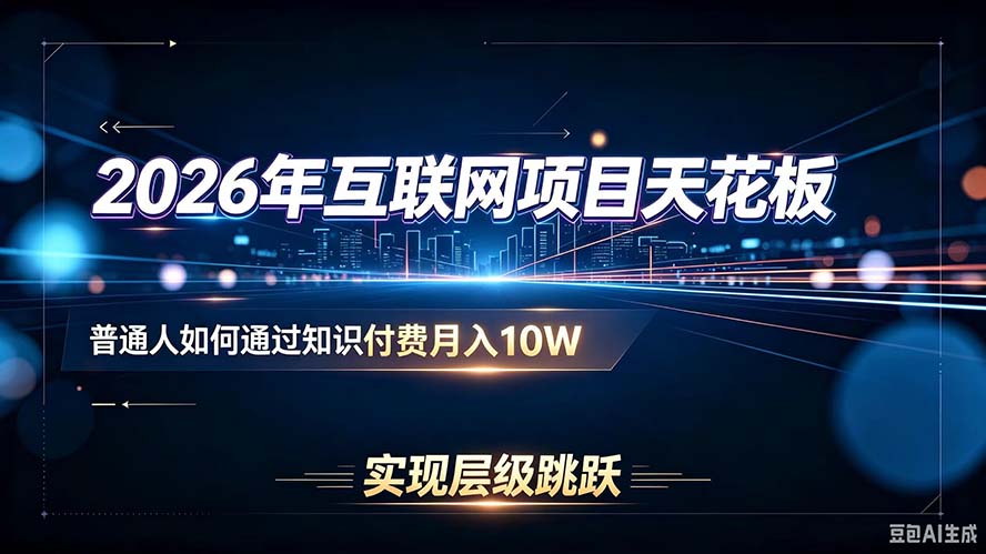 2026年互联网项目天花板：普通人如何通过知识付费月入10W，实现层级跳跃-天韵资源网