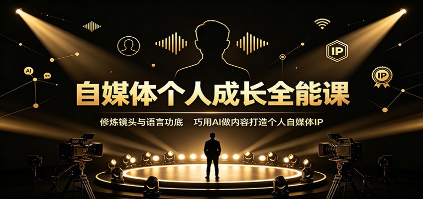 自媒体个人成长全能课：修炼镜头与语言功底，巧用AI做内容打造个人自媒体IP-天韵资源网