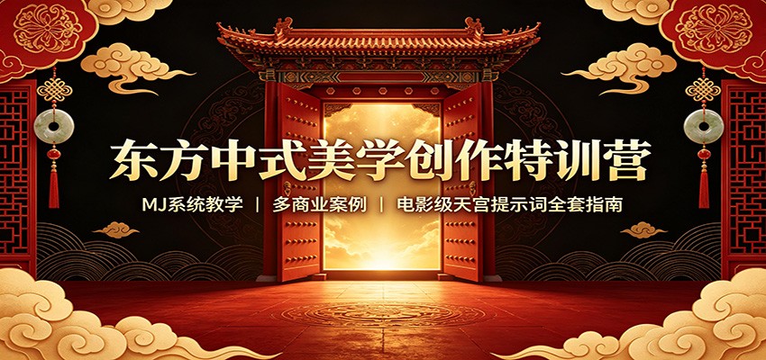 东方中式美学创作特训营：MJ系统教学，多商业案例，电影级天宫提示词全套指南-天韵资源网