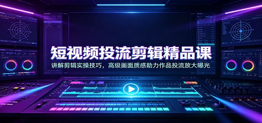 短视频投流剪辑精品课：讲解剪辑实操技巧，高级画面质感助力作品投流放大曝光-天韵资源网