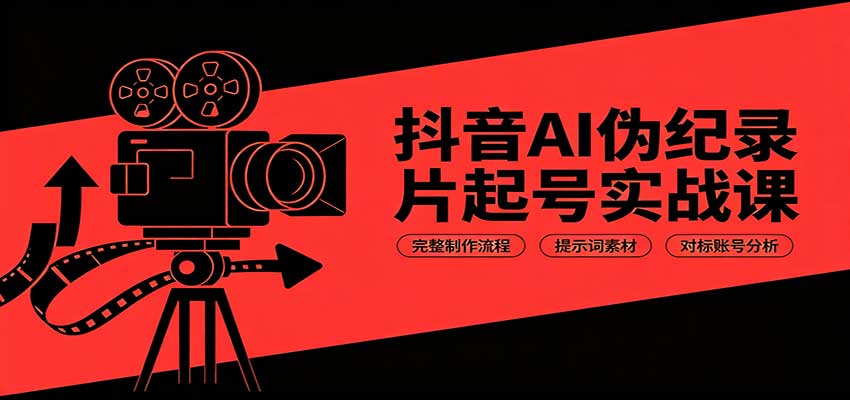 抖音AI伪纪录片起号实战课：完整制作流程，提示词素材，对标账号分析-天韵资源网