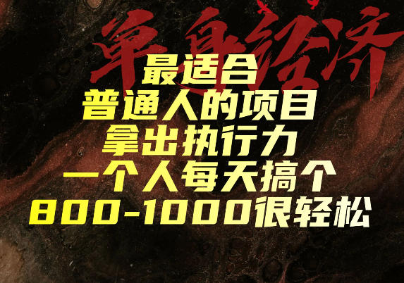 最适合普通人的项目，拿出执行力一个人每天搞个800-1k很轻松【揭秘】-天韵资源网