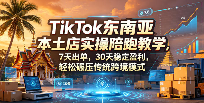 TikTok东南亚本土店实操陪跑教学，7天出单，30天稳定盈利，轻松碾压传统跨境模式(更新0819)-天韵资源网