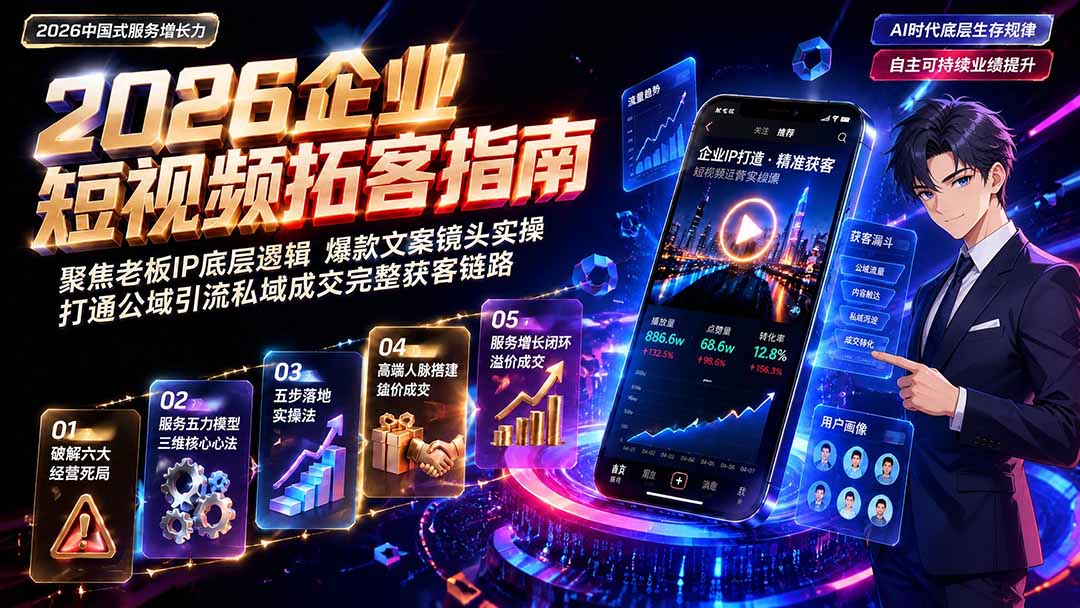 2026AI时代服务增长力实战课-无水印｜五力模型三维心法教学，破解门店客源流失低价内卷实现长效业绩增长-天韵资源网