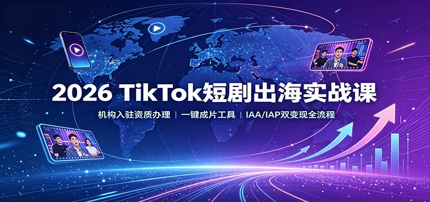 2026 TikTok短剧出海实战课：机构入驻资质办理，一键成片工具，IAA/IAP双变现全流程-天韵资源网