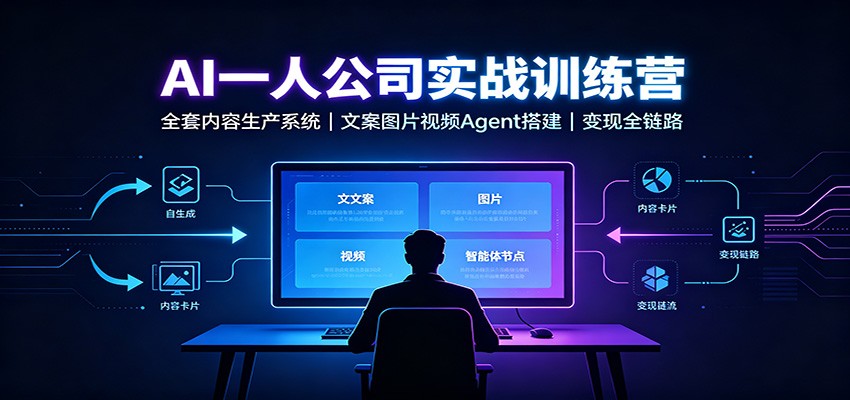 AI创作一人公司实战训练营：全套内容生产系统，文案图片视频Agent搭建变现全链路-天韵资源网