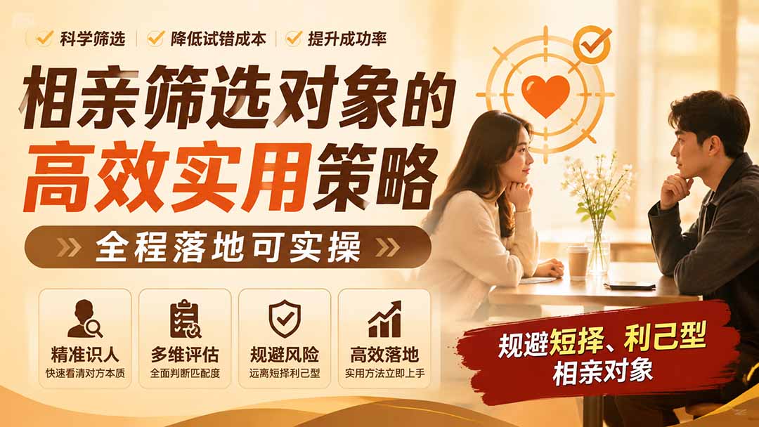 付费文章：相亲筛选对象的高效实用策略，全程落地可实操，规避短择、利己型相亲对象-天韵资源网
