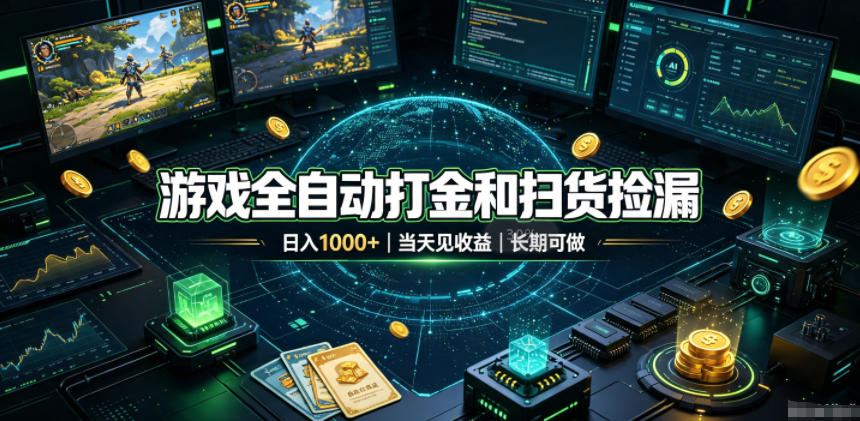 游戏全自动打金和扫货捡漏，日入1k+，当天见收益，长期可做！【揭秘】-天韵资源网