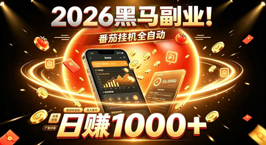 2026黑马副业！番茄挂G全自动日入1000+，操作最简单、门槛最低的线上轻资产项目【揭秘】-天韵资源网