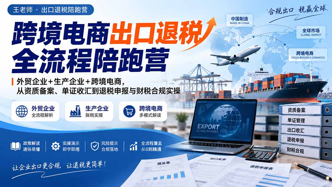跨境电商出口退税全流程陪跑营｜外贸企业+生产企业+跨境电商，从资质备案、单证收汇到退税申报与财税合规实操-天韵资源网