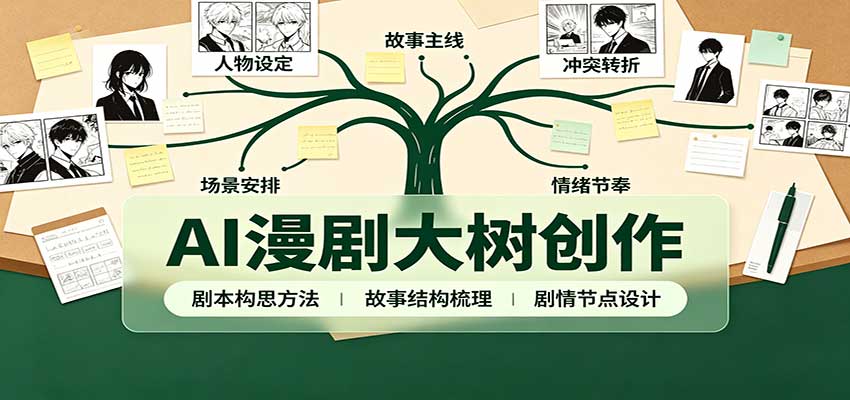 AI漫剧大树创作:剧本构思课程讲解,软件插件配置,配套工具资料完整梳理-天韵资源网