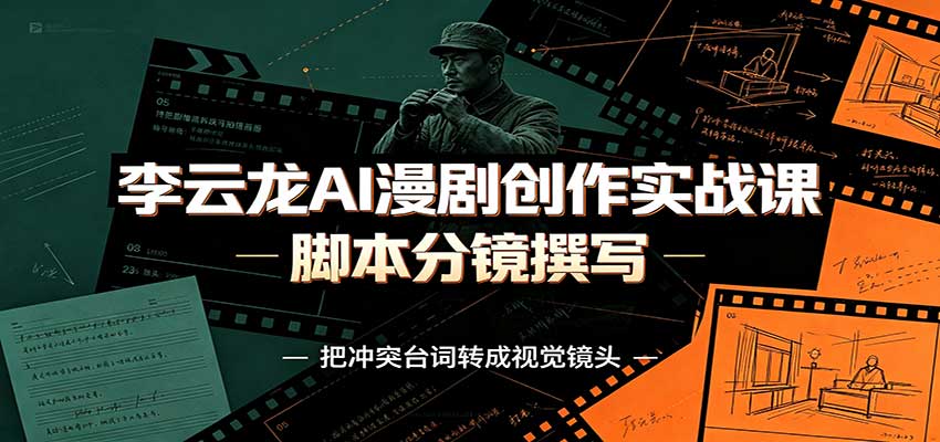 李云龙AI漫剧创作实战课：角色人设还原，脚本分镜撰写，AI漫剧成片完整制作教学-天韵资源网