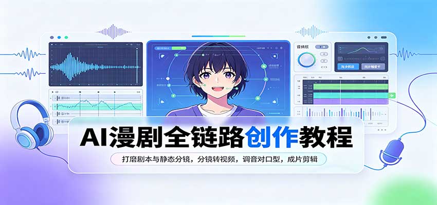 AI漫剧全链路创作教程：打磨剧本与静态分镜，分镜转视频，调音对口型，成片剪辑-天韵资源网