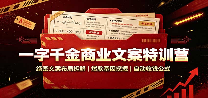 一字千金商业文案特训营：绝密文案布局拆解，爆款基因挖掘，自动收钱公式-天韵资源网