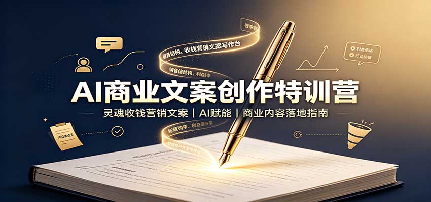 AI商业文案创作特训营：灵魂收钱营销文案，AI赋能，商业内容落地指南-天韵资源网