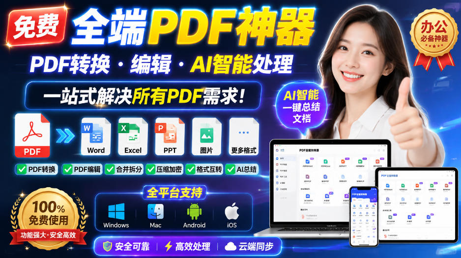 免费全端PDF神器，PDF转换·编辑·AI智能处理，一站式解决所有PDF需求!-天韵资源网