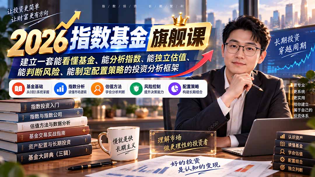 2026指数基金旗舰课｜建立一套能看懂基金、能分析指数、能独立估值、能判断风险、能制定配置策略的投资分析框架-天韵资源网