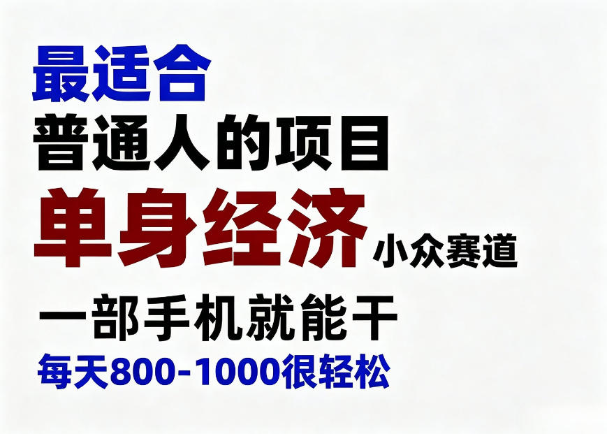 身经济小众赛道，一部手机就能干，每天搞个800-1000很轻松，最适合普通人的项目【揭秘】-天韵资源网