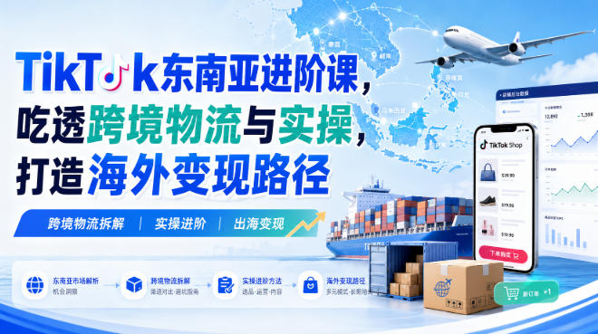 TikTok东南亚进阶课，吃透跨境物流与实操，打造海外变现路径-天韵资源网