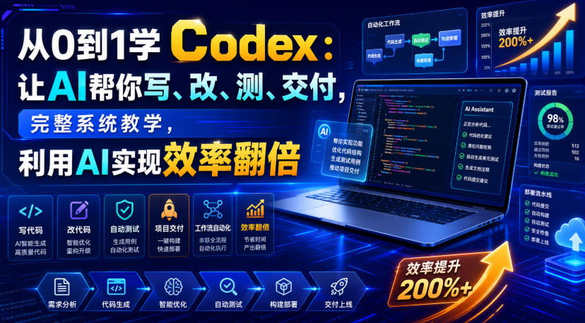 从0到1学Codex：让AI帮你写、改、测、交付，完整系统教学，利用AI实现效率翻倍(更新0918)-天韵资源网