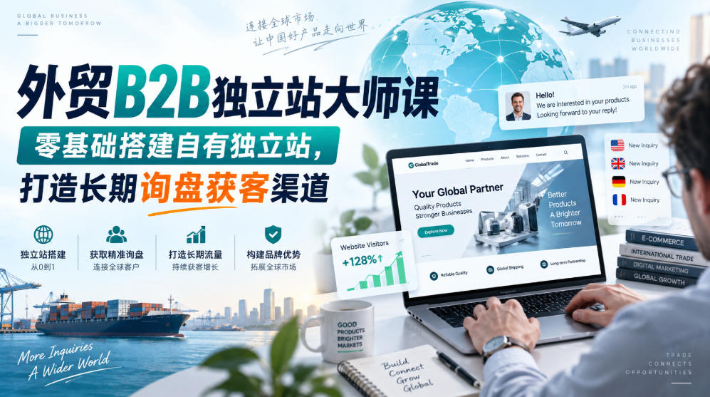 外贸B2B独立站大师课，零基础搭建自有独立站，打造长期询盘获客渠道-天韵资源网