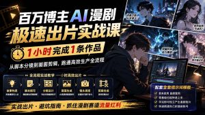 百万博主AI漫剧极速出片实战课：1小时产出条作品，从脚本分镜到画面剪辑，跑通高效生产全流程-天韵资源网
