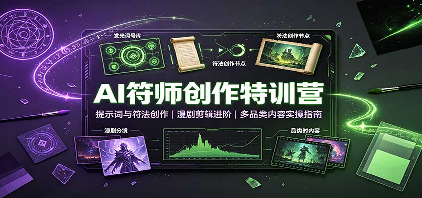 AI符师创作特训营:提示词与符法创作,漫剧剪辑进阶,多品类内容实操指南-天韵资源网