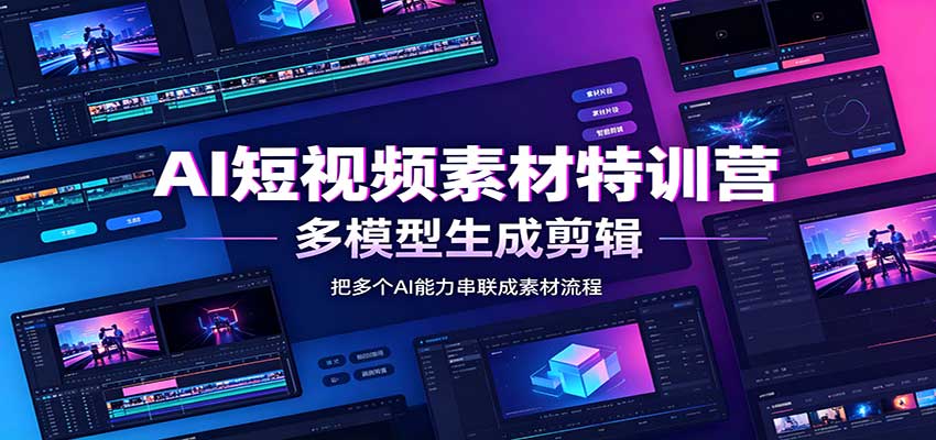AI短视频素材特训营：Codex本地部署实操，多模型生成剪辑，爆量素材挖掘教学-天韵资源网