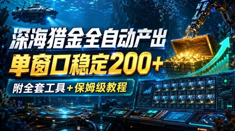 深海猎金全自动产出，单窗口稳定200+，附全套工具+保姆级教程【揭秘】-天韵资源网